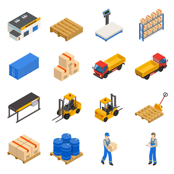 Warehouse Isometric Decorative Icons Set - Vector, Image