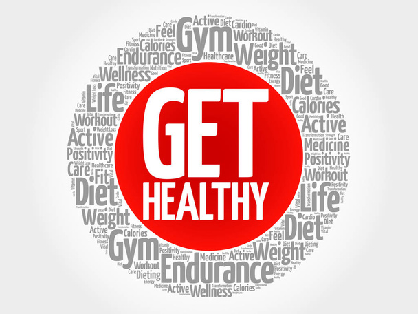 Get Healthy circle stamp word cloud - Vettoriali, immagini