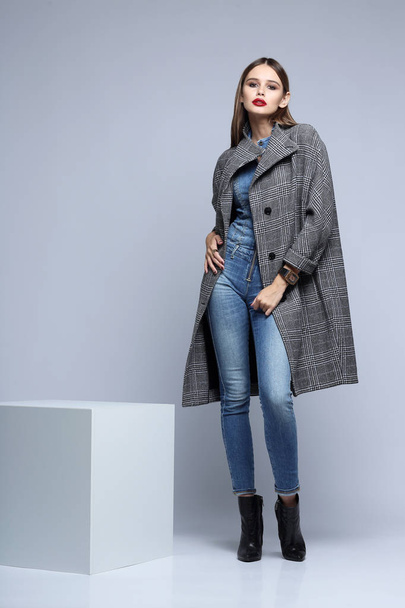 elegant woman in Grey coat - Фото, зображення