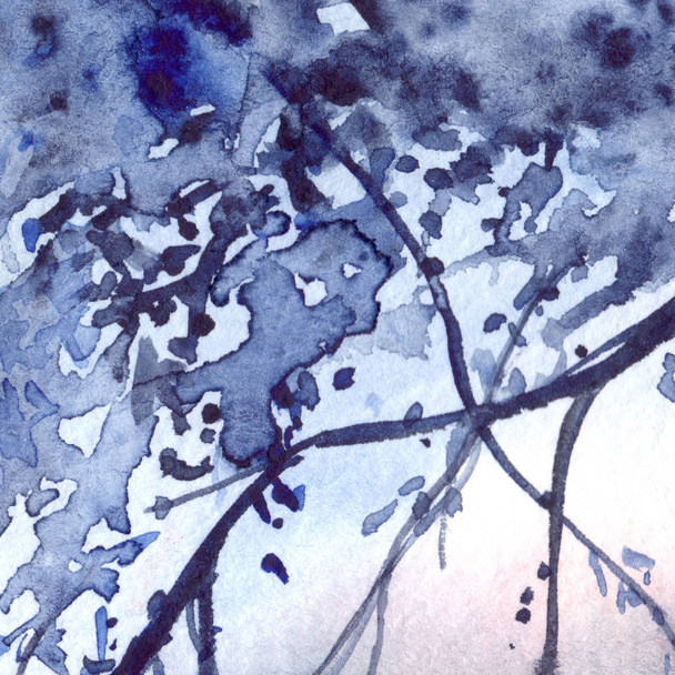 Acquerello blu navy fogliame astratto texture sfondo
 - Foto, immagini