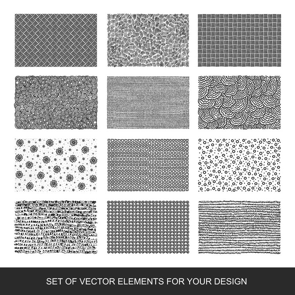 Collectie van texturen, borstels, graphics, ontwerpelement. Hand- - Vector, afbeelding