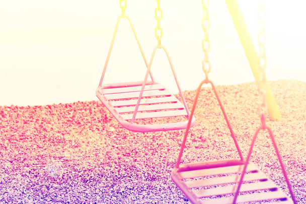 Empty chain swings on park  playground - Photo, Image