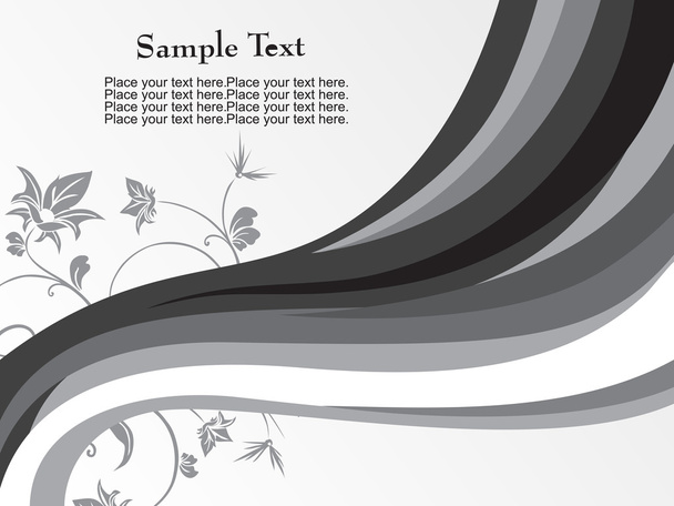 Grey waves and flower background - Vector, Image