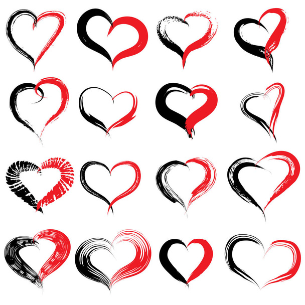 piros szív alakzatot vagy szerelem szimbólumkészlet - Fotó, kép