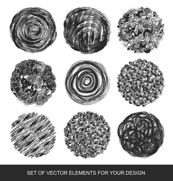 Conjunto de mão desenhado Scribble Formas, grunge, elemento de design vetorial
 - Vetor, Imagem