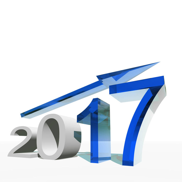 3D illustration blue 2017 year symbol - Photo, Image
