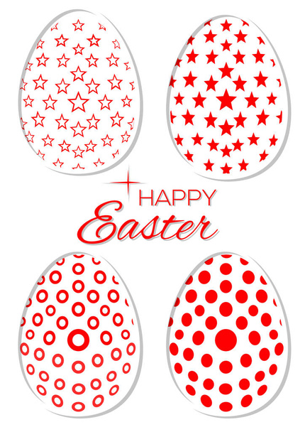 Set of stylish Easter eggs on a white background. Collection of Easter eggs with different patterns - Vector, imagen