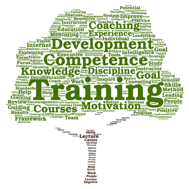   tréning, coaching, vagy tanulás, fa szó felhő  - Fotó, kép