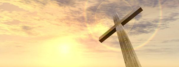 cruz cristiana religiosa con cielo al atardecer
 - Foto, imagen