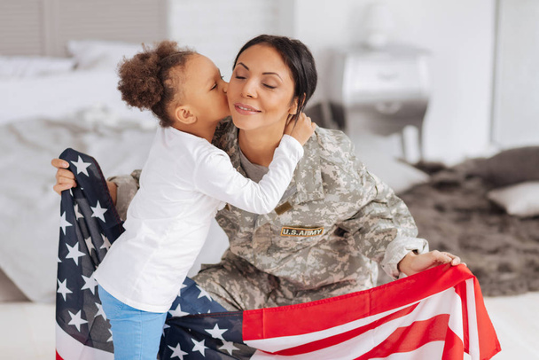 Patriotic young lady happy being home - Foto, Imagem