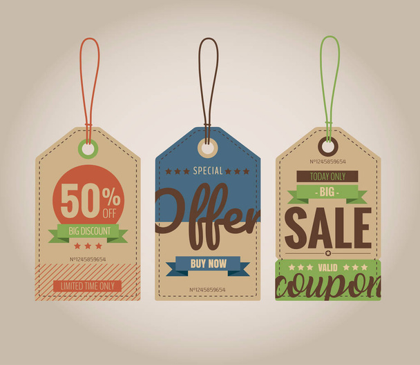 Set of price tags for store promotions. Vector illustration - Vector, Imagen