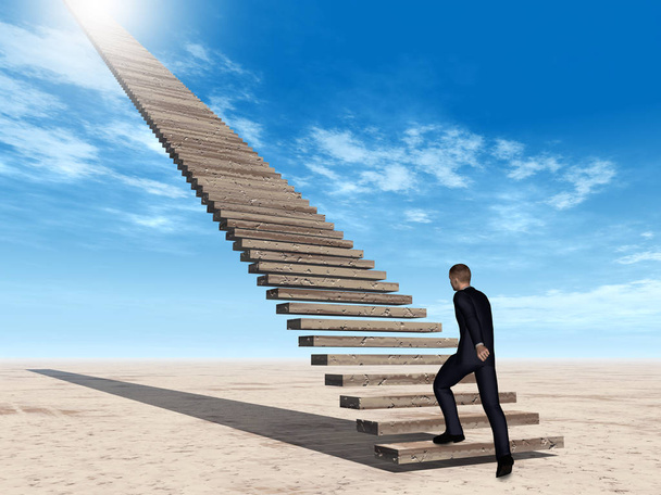 zakenman wandelen of klimmen trap  - Foto, afbeelding