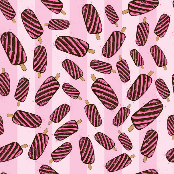 Ice cream seamless pattern illustration - Vektör, Görsel