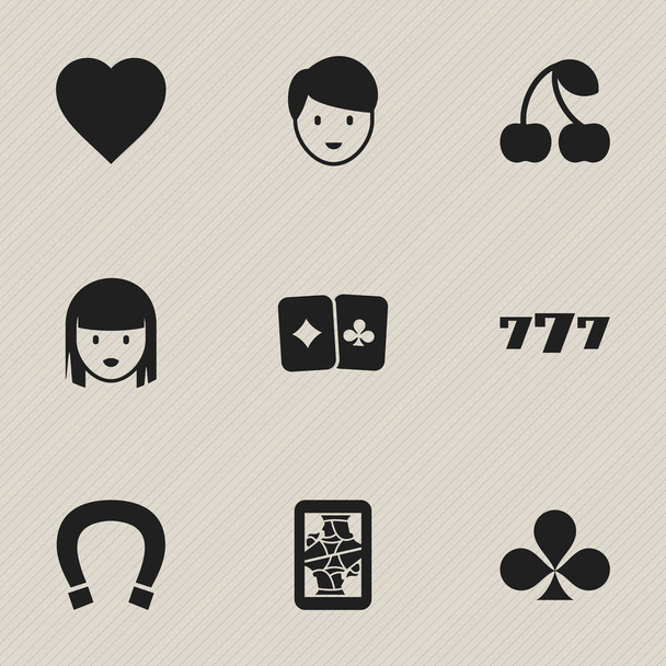 Set van 9 bewerkbare spel iconen. Bevat symbolen zoals Casino werknemer, kaart Pair, geluk charme en meer. Kan worden gebruikt voor Web, Mobile, Ui en Infographic Design. - Vector, afbeelding