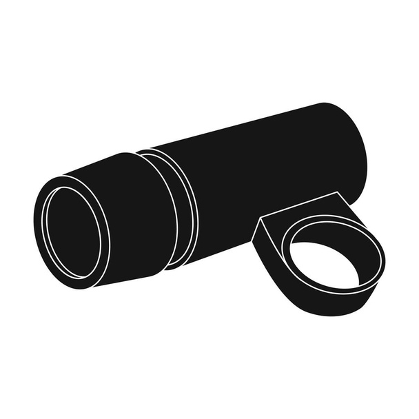 A flashlight that clings to the steering wheel to illuminate the road.Cyclist outfit single icon in black style vector symbol stock illustration. - Vector, Image
