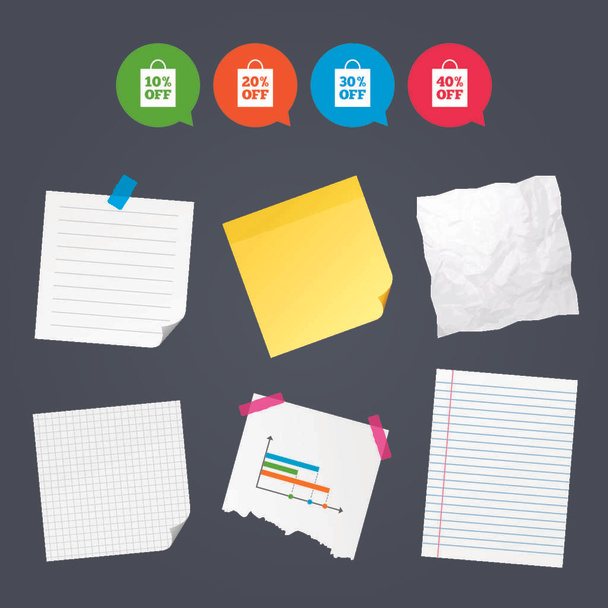 Sticky notes and icons set - Διάνυσμα, εικόνα