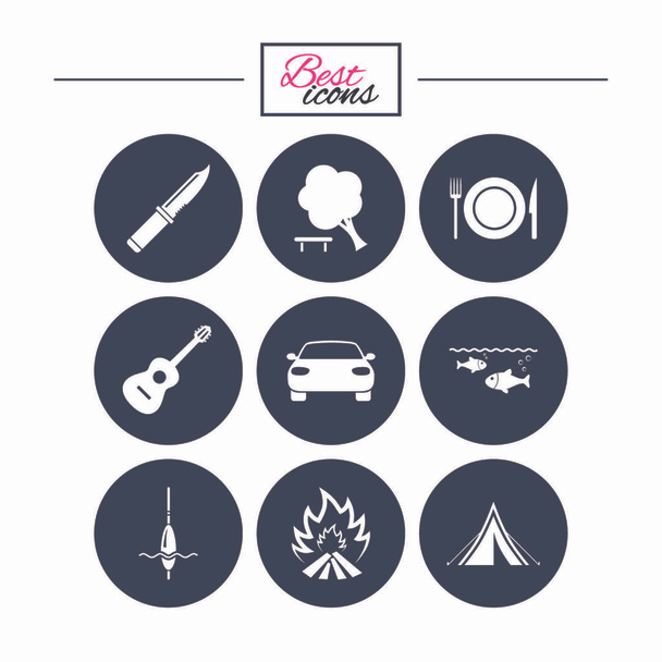 Hike trip, camping icons - Vector, imagen