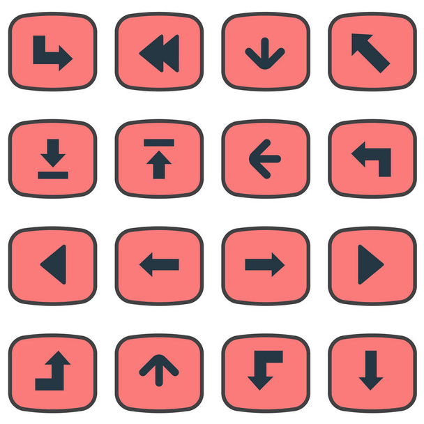 Conjunto de ilustración vectorial de iconos de cursor simples. Elementos Puntero, puntero, hacia atrás y otros sinónimos Subir, hacia atrás y hacia la izquierda
. - Vector, Imagen