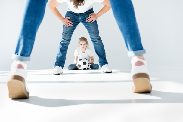 family with soccer ball - Photo, Image