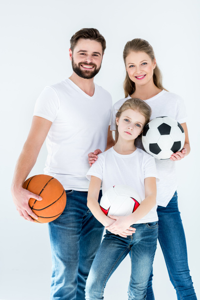 family with sports balls - Foto, afbeelding
