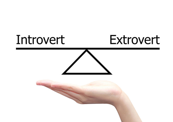 hand met introvert en extravert concept - Foto, afbeelding