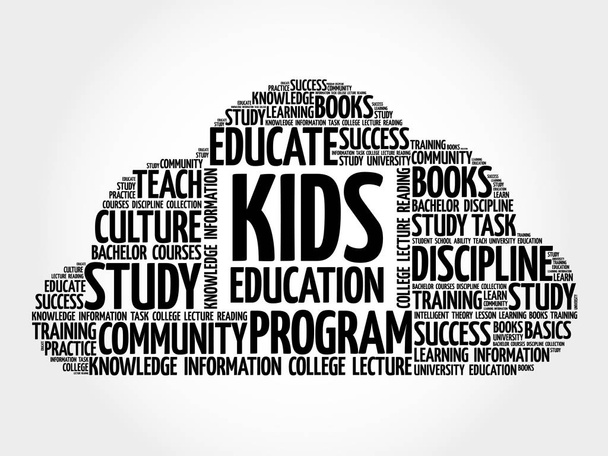 Kids Education word cloud collage - Vettoriali, immagini