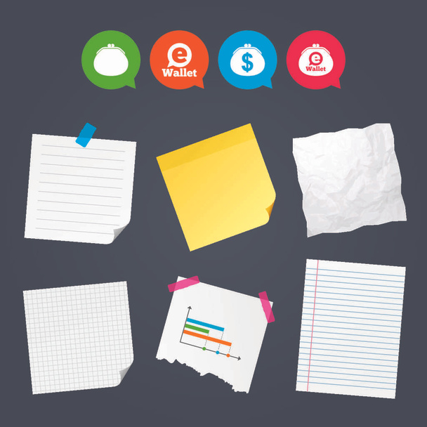 Sticky notes and icons set - Vettoriali, immagini
