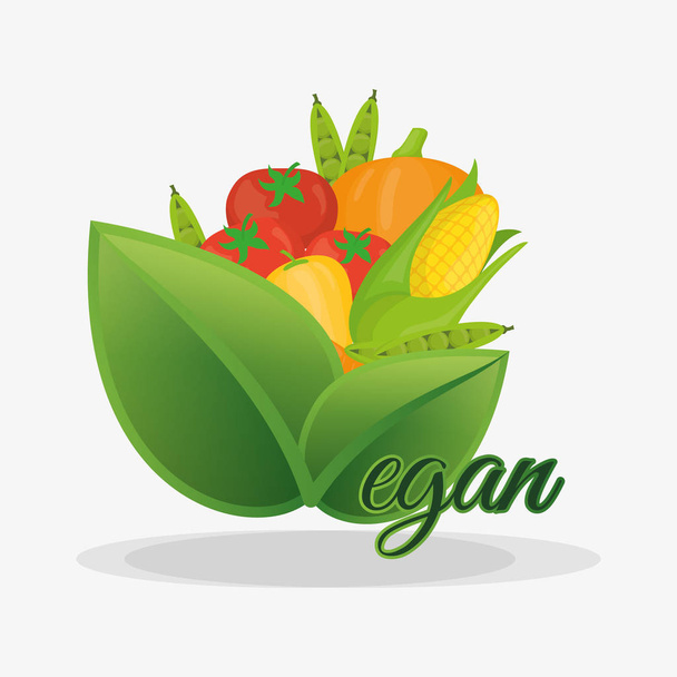 Veganská zdravá výživa ovoce a zelenina - Vektor, obrázek