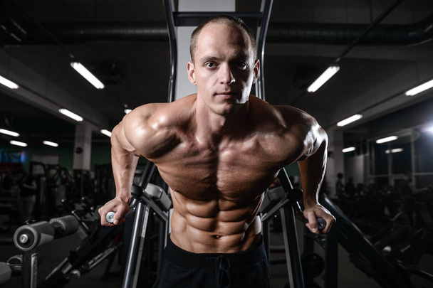 young man train in gym healthcare lifestyle sexy caucasian ma - Φωτογραφία, εικόνα