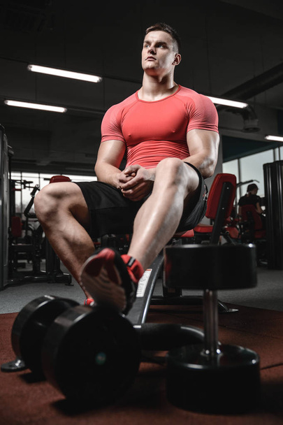 young man train in gym healthcare lifestyle sexy caucasian man - Фото, зображення