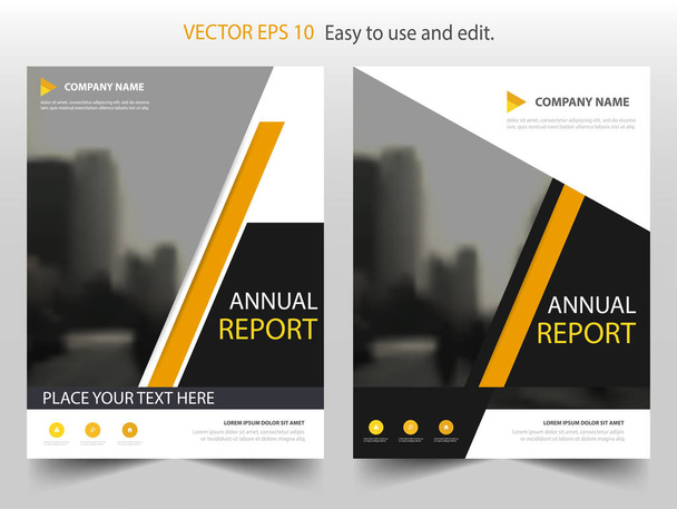 Sarı soyut vektör broşür yıllık rapor broşür el ilanı şablonu tasarım, kitap kapak düzeni tasarımı, iş sunu şablonu, a4 boyutu tasarım - Vektör, Görsel