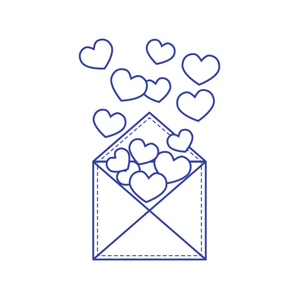 Cute vector illustration of postal envelope with hearts. - Vektor, Bild