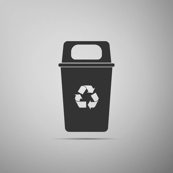 Papelera de reciclaje icono plano sobre fondo gris. Ilustración vectorial
 - Vector, Imagen