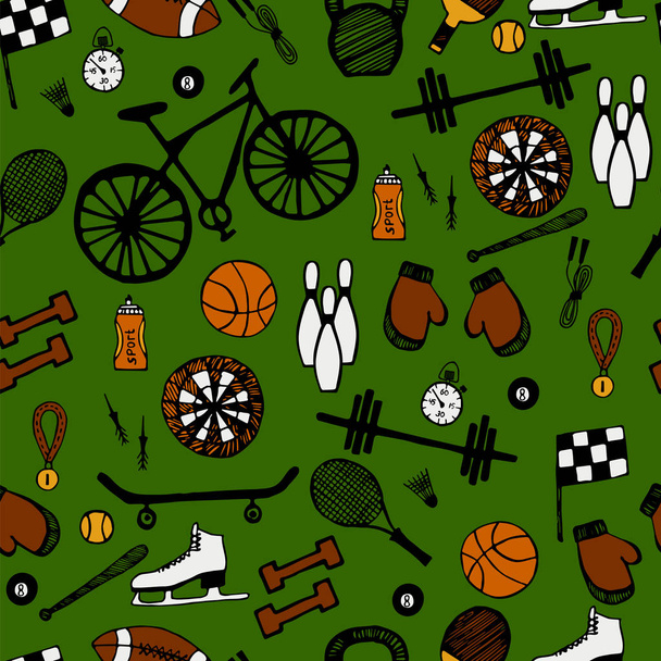 Cartoon hand-drawn doodles on the subject of sports style theme  - Vector, Image