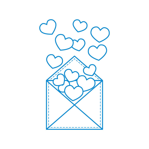 Cute vector illustration of postal envelope with hearts. - Διάνυσμα, εικόνα