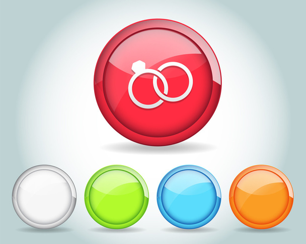 Vector Glossy Ring Icon Button and multicolored - Διάνυσμα, εικόνα