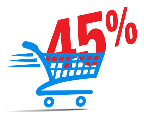 Check Out Cart SALE Icon Symbol with 45 Percent - Вектор,изображение