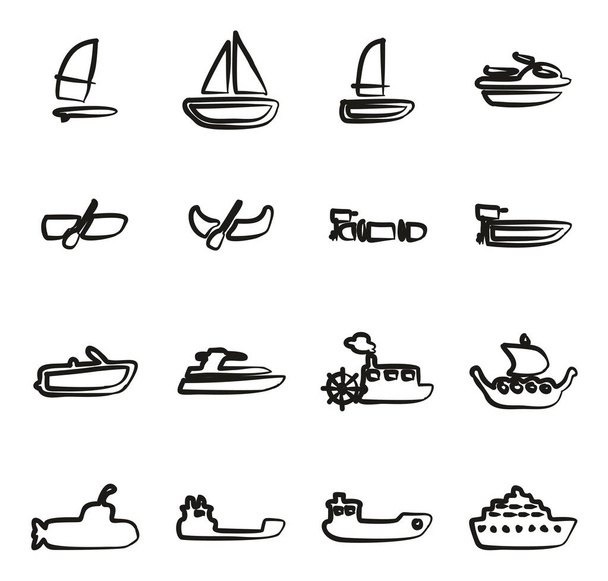 Water Transport Icons Freehand - Vektor, obrázek