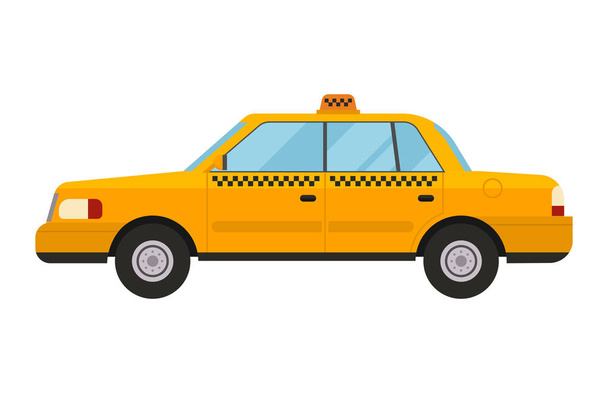 Taxi gele auto stijl vector illustratie vervoer geïsoleerd cab stad verkeer pictogram symbool passagier stedelijke auto teken dienstverlening commerciële - Vector, afbeelding