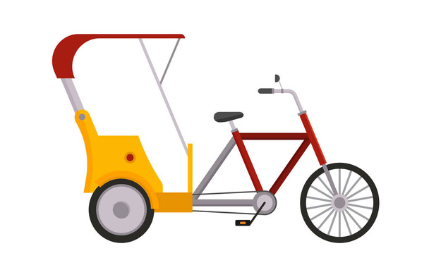 Вектор велосипеда Рикша изолированные такси желтый туризм иллюстрация транспорт изолированные такси путешествия службы иконка движения символа пассажирский знак доставки
 - Вектор,изображение
