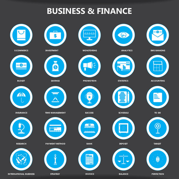 obchod a finance ploché jednoduché ikony - Vektor, obrázek