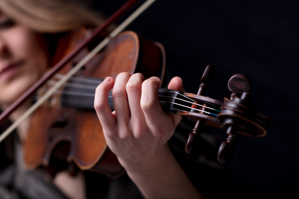 closeup of a violinist's hand playing - Photo, Image