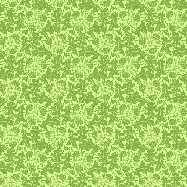緑花タンポポのシームレス パターン テクスチャ - ベクター画像