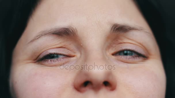 Close up portrait of upset woman looks away - Video, Çekim