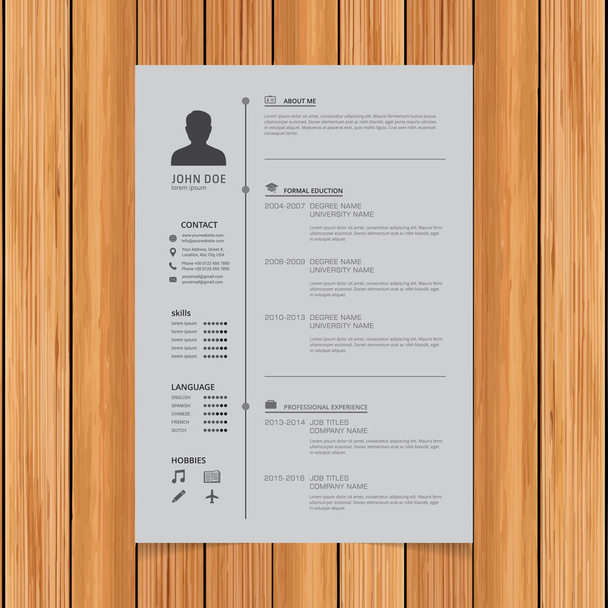Resume template for job applications - Вектор,изображение