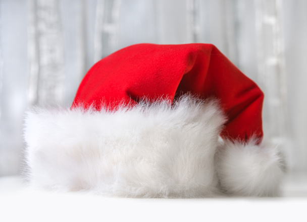 Santa Claus red hat on light background - Zdjęcie, obraz