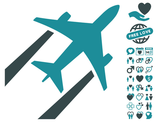 Air Jet Trace Icon with Valentine Bonus - Διάνυσμα, εικόνα