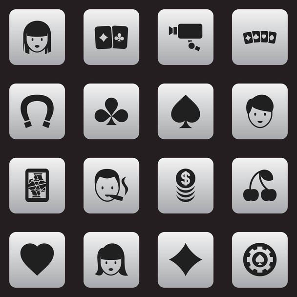 Ensemble de 16 icônes d'affaires modifiables. Comprend des symboles tels que le cœur noir, visage de femme, argent empilé et plus encore. Peut être utilisé pour le Web, mobile, interface utilisateur et infographie
. - Vecteur, image