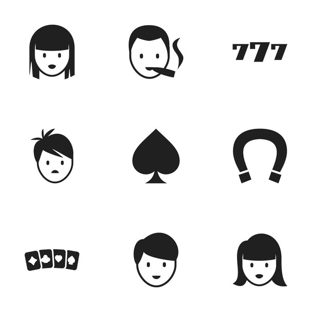 Set Of 9 Editable Business Icons. Includes Symbols Such As Female Face, Boy, Smoker And More. Can Be Used For Web, Mobile, UI And Infographic Design. - Vector, Image