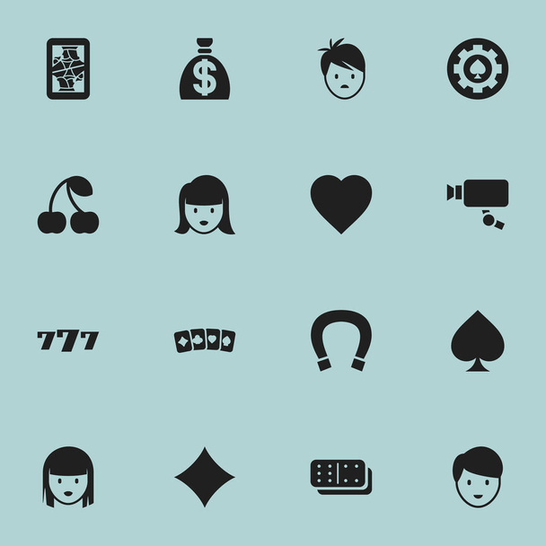 Satz von 16 editierbaren Business-Icons. beinhaltet Symbole wie Raute, Junge, Tracking Cam und mehr. kann für Web-, Mobil-, UI- und Infografik-Design verwendet werden. - Vektor, Bild